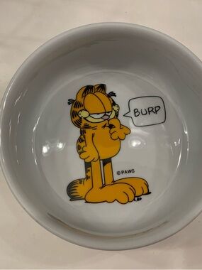 Vintage 1983 Garfield My Bowl Burp Cat Pet Food Water Dish 4.5"